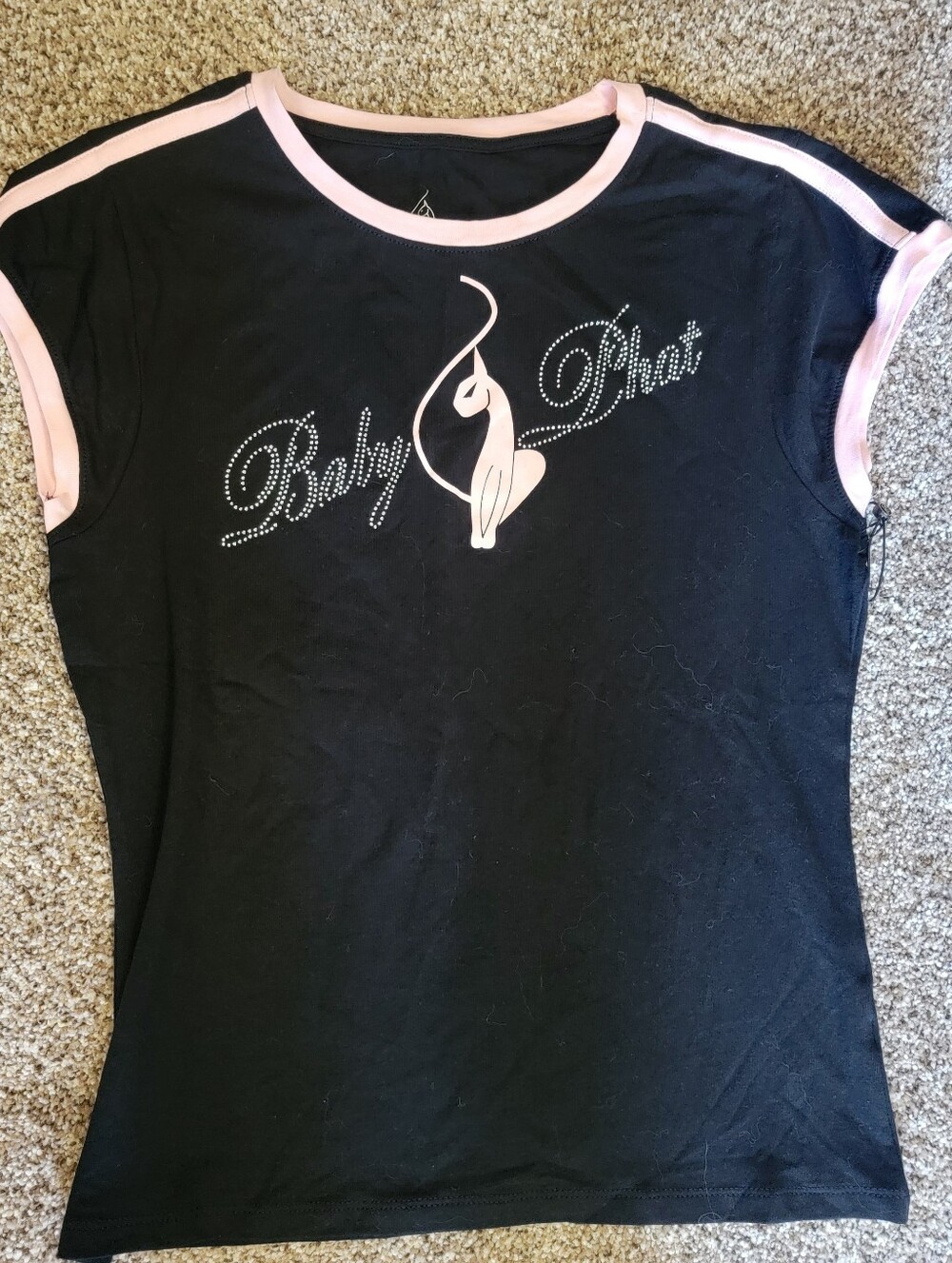 Baby Phat Juniors Black & Pink Logo Tee Xl New W Tag